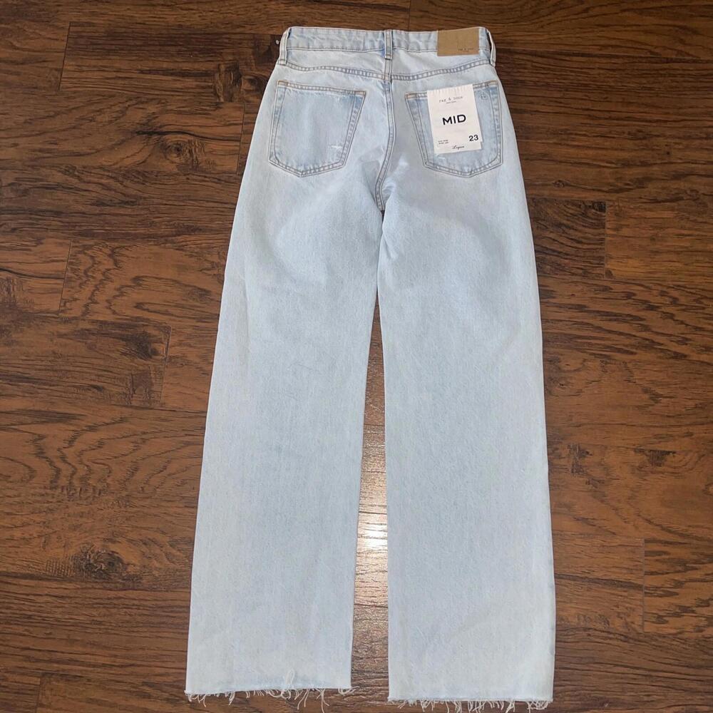 Rag & Bone Logan Mid Rise Wide Leg Distressed Blue Jeans Nwt Size 28 - Picture 6 of 8